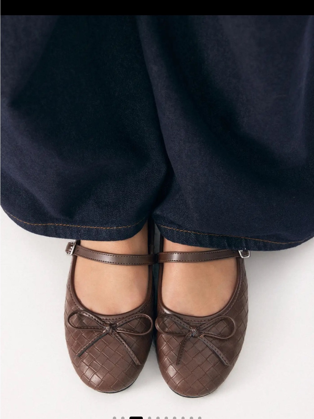 Cider Brown Woven Mary Jane Flats with Bow size 38